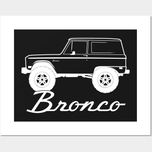 1966-1977 Ford Bronco Side, w Tires, White Print Posters and Art